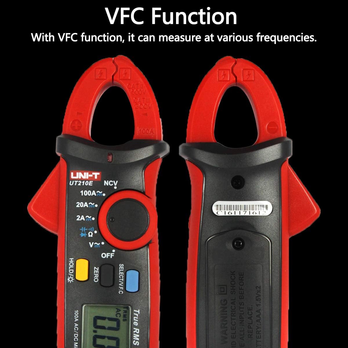 UNI-T UT210E Zangenmultimeter Digitale Strommesszange Amperemeter Voltmeter Vollautomatisch AC DC Multimeter Zange zum Messen von Wechselstrom, GleichStrom, AC/DC Spannung, Widerstand, Ohm