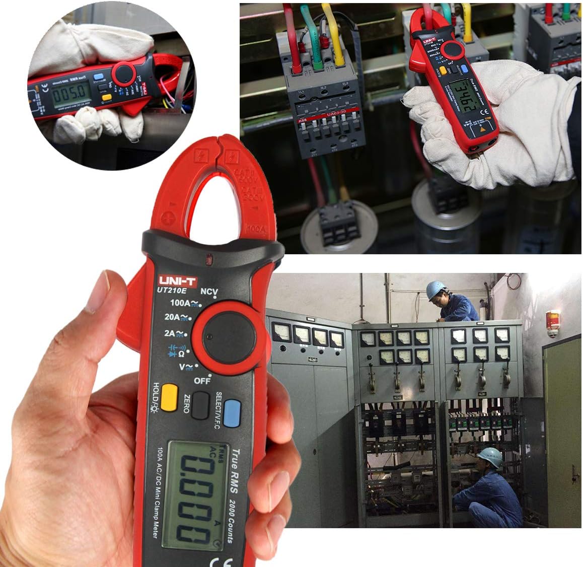 UNI-T UT210E Zangenmultimeter Digitale Strommesszange Amperemeter Voltmeter Vollautomatisch AC DC Multimeter Zange zum Messen von Wechselstrom, GleichStrom, AC/DC Spannung, Widerstand, Ohm