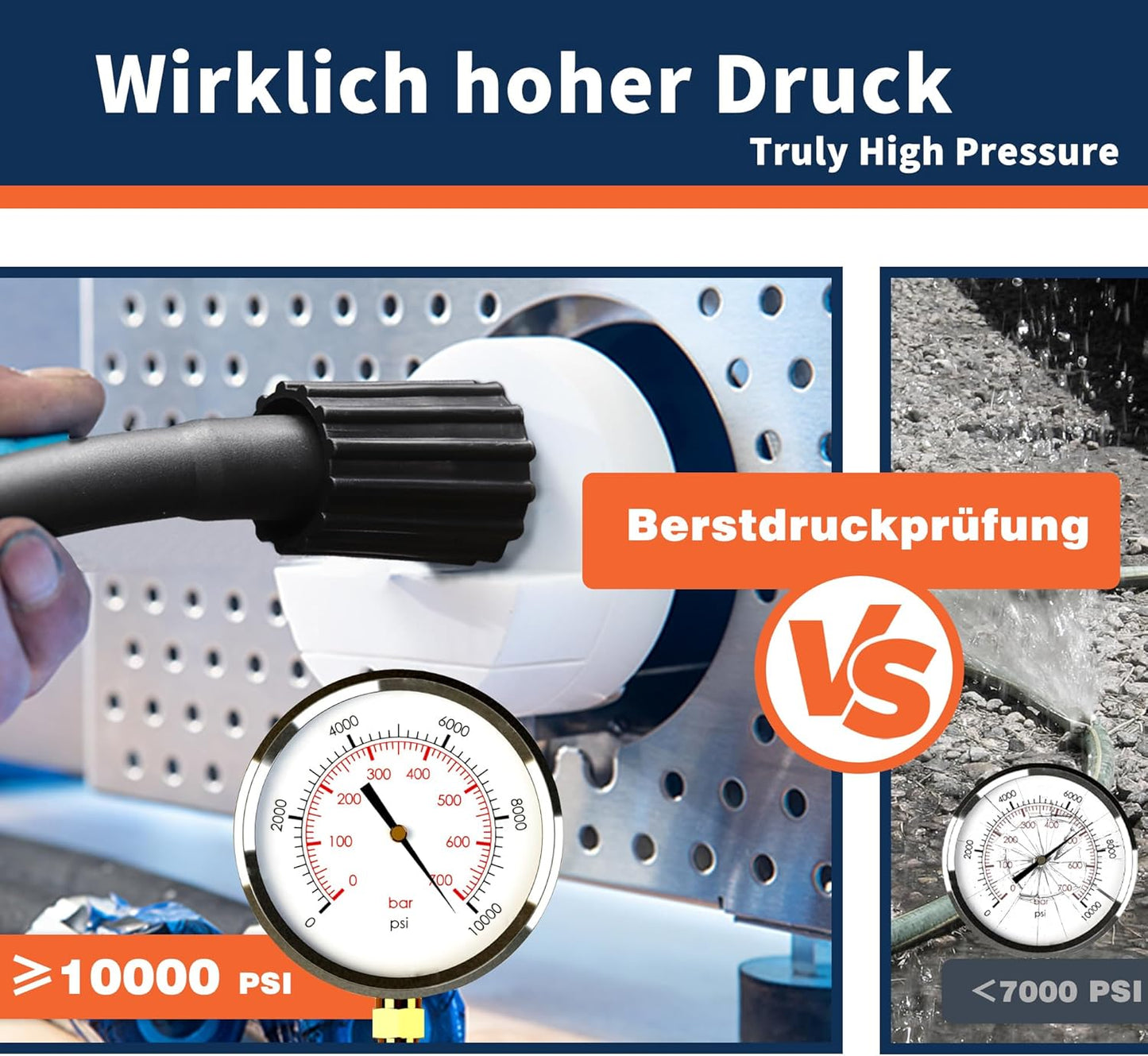Ufixed Flexibler Nettoyeur haute pression Schlauch 15 M 1/4 Zoll 3300 PSI, Schlauch pour nettoyeur haute pression résistant aux coups avec raccord en laiton M22 14 mm, Ersatzschlauch pour nettoyeur haute pression, Autowashschlauch