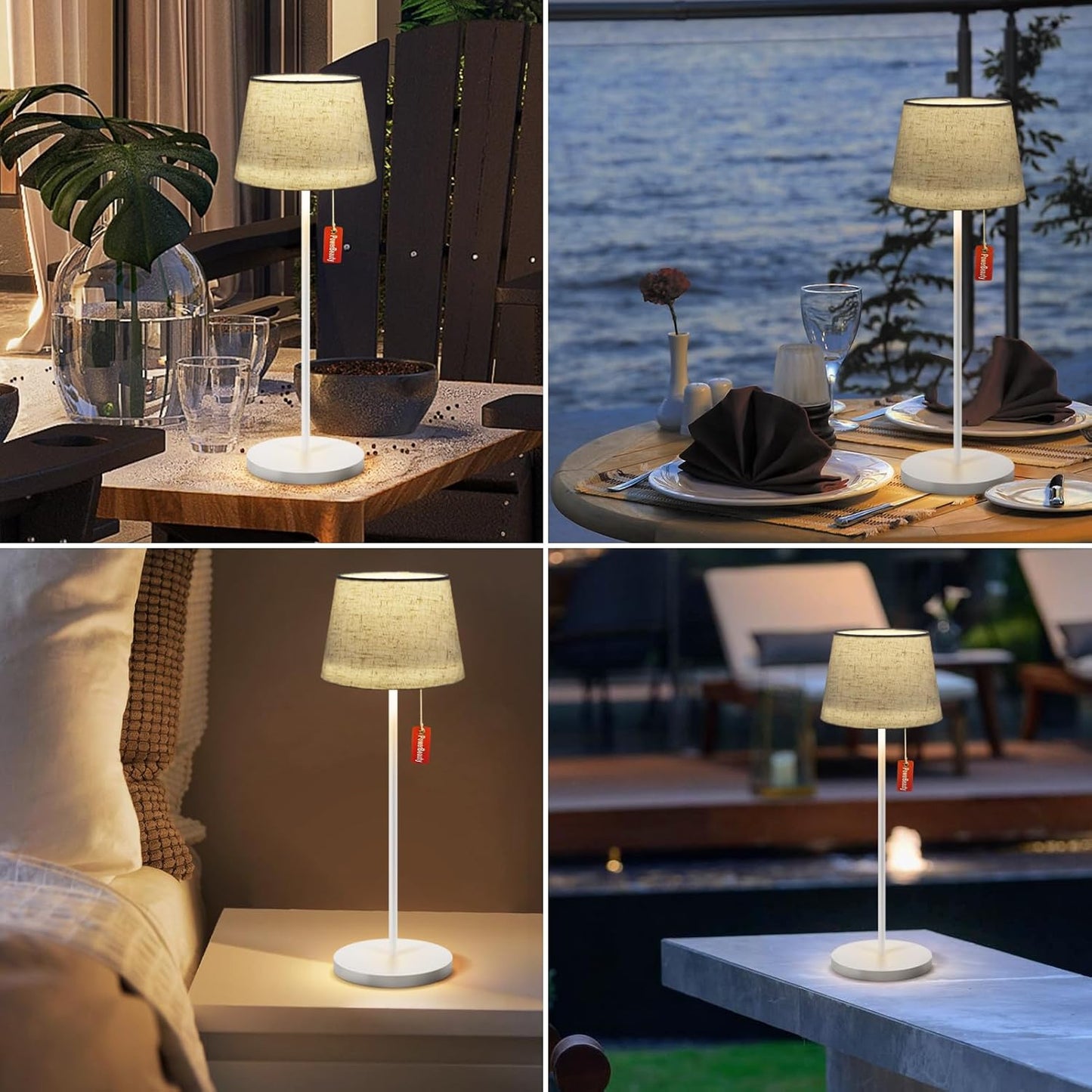 uuffoo Tischlampe Outdoor Für Wasserdichte IP44, Kabellos,USb,Mit 3 Stufen Warmweiß