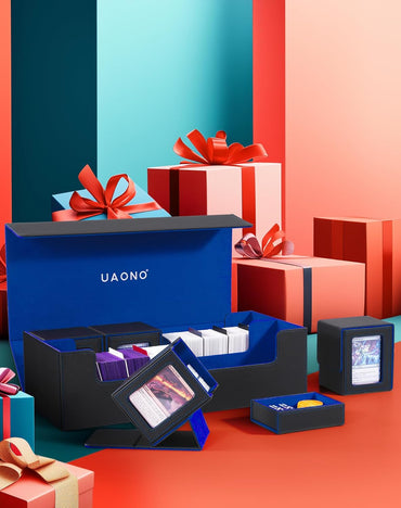 UAONO MTG Kartenaufbewahrungsbox 5 in 1, Kartendeckbox (Schwarz&Blau)