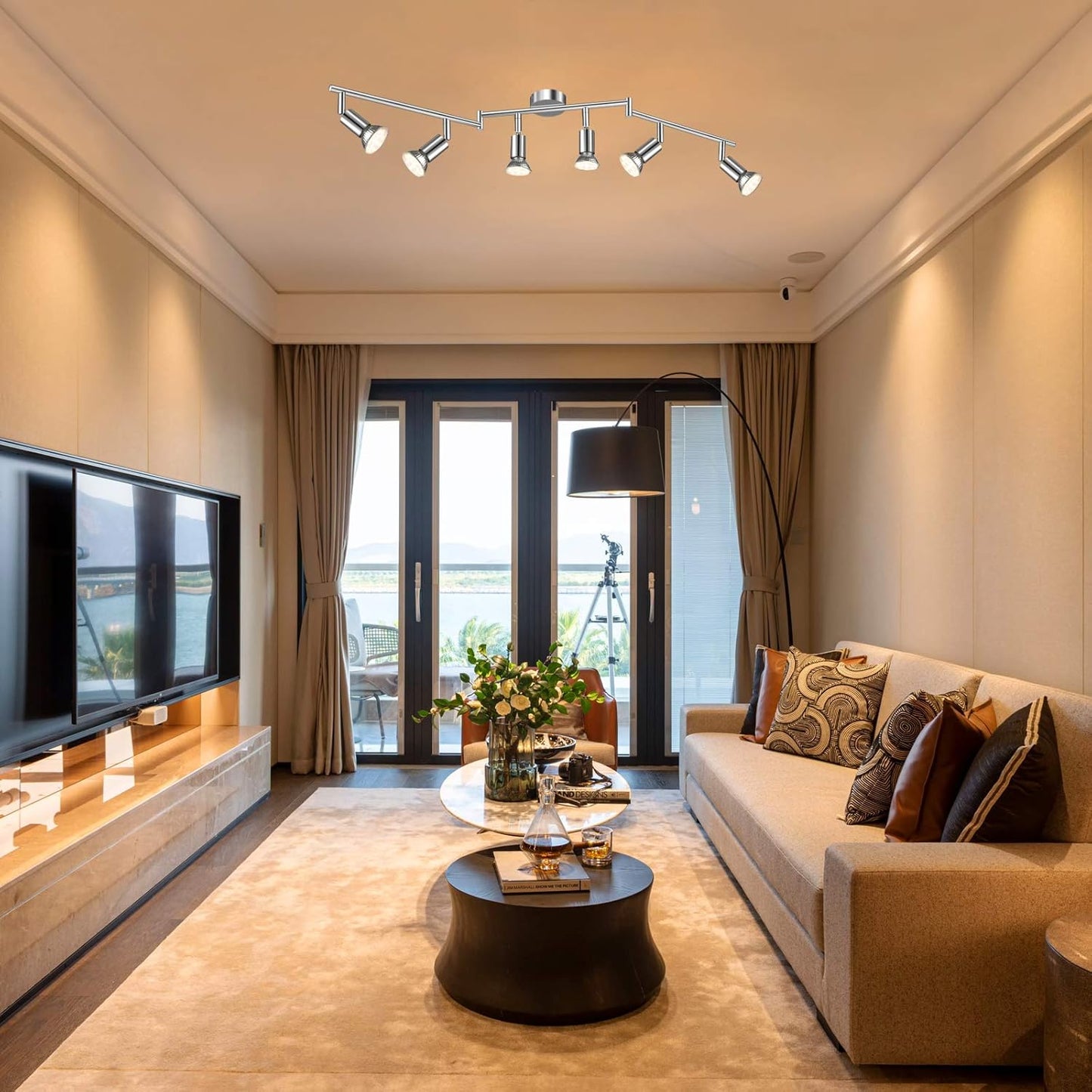 Unicozin LED Deckenleuchte, 6 Flammig Deckenstrahler Schwenkbar Chrom, Inkl. 6 x 4W GU10 LED Lampen