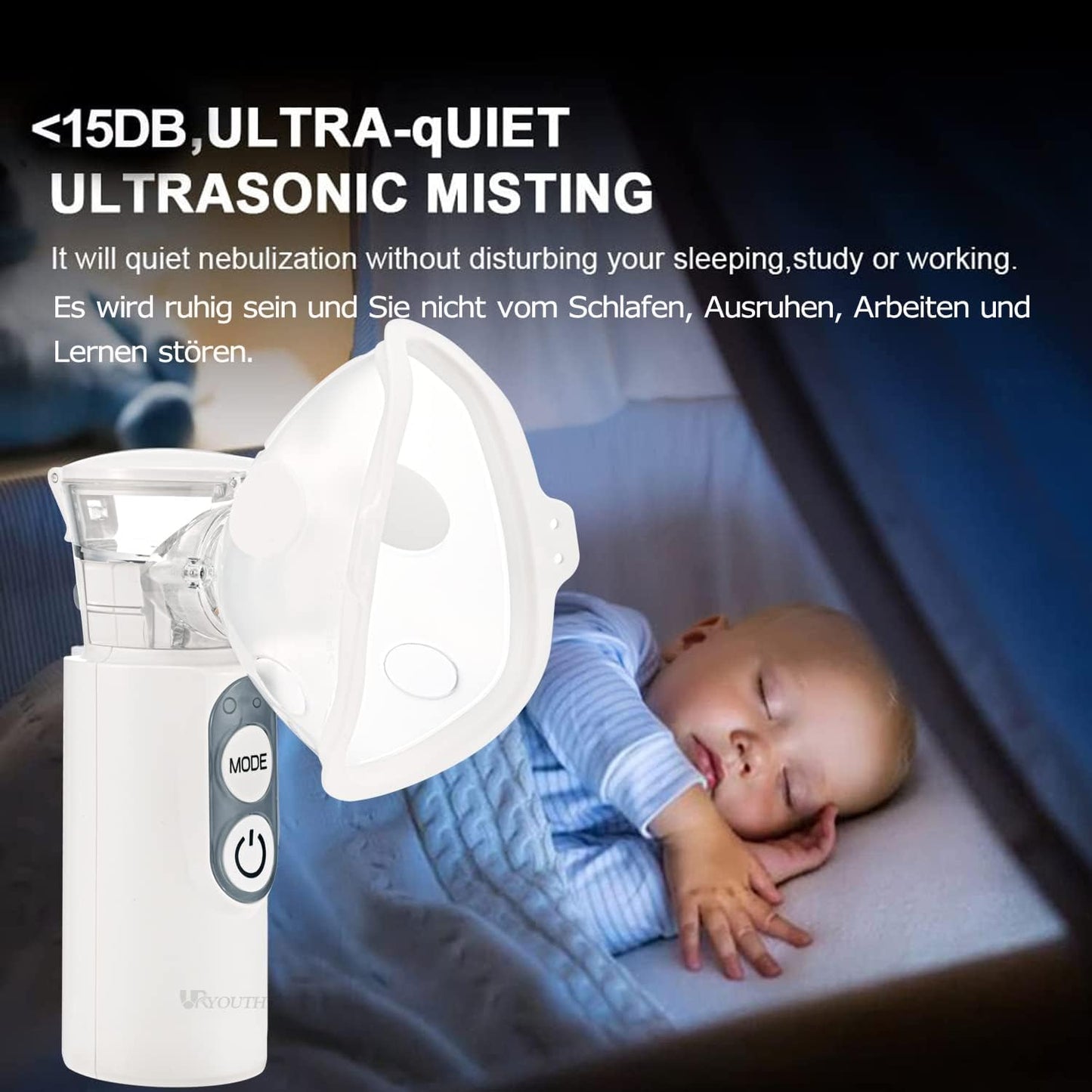 URYOUTH Inhalator Vernebler Inhalationsgerät mit zwei Tasten für Kinder und Erwachsene