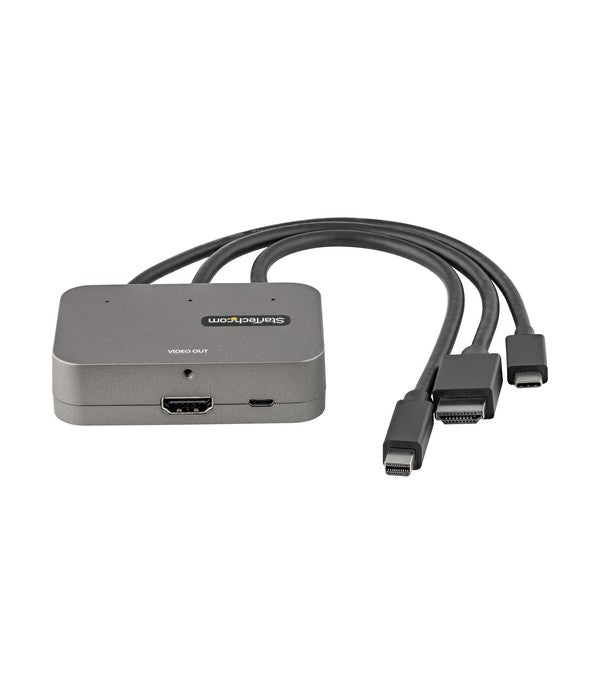 StarTech.com 3-in-1-Multiport-zu-HDMI-Adapter – 4K 60 Hz USB-C, HDMI oder Mini DisplayPort zu HDMI-Konverter für Konferenzräume