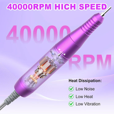 Urbuti Professioneller kabelloser Nagelfräser MG202, elektrische Nagelfeile (40.000 U/min),