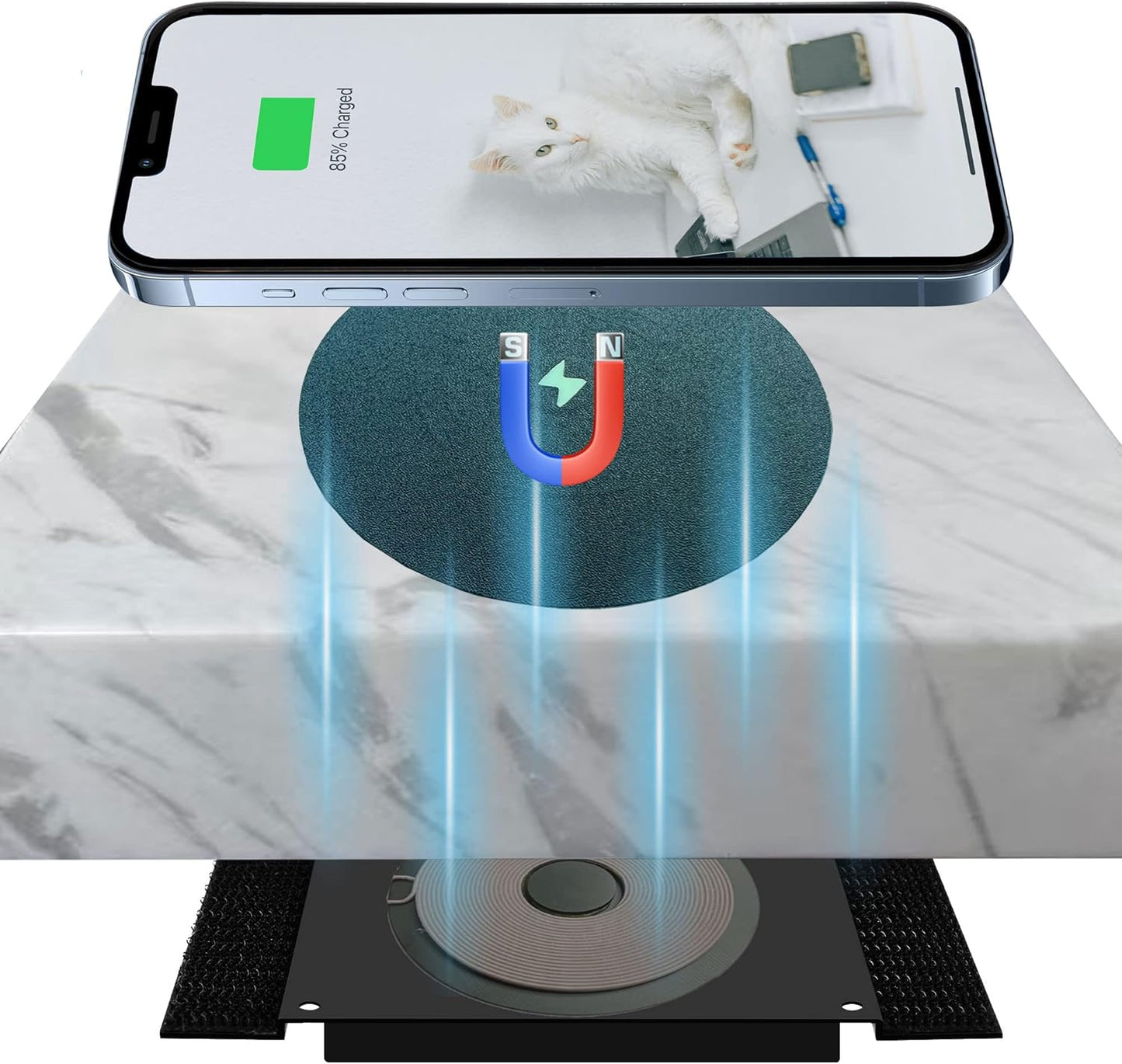 UUMAO Magnetic Unsichtbares kabelloses Ladegerät 8–30 mm,15 W für Magsafe iPhone