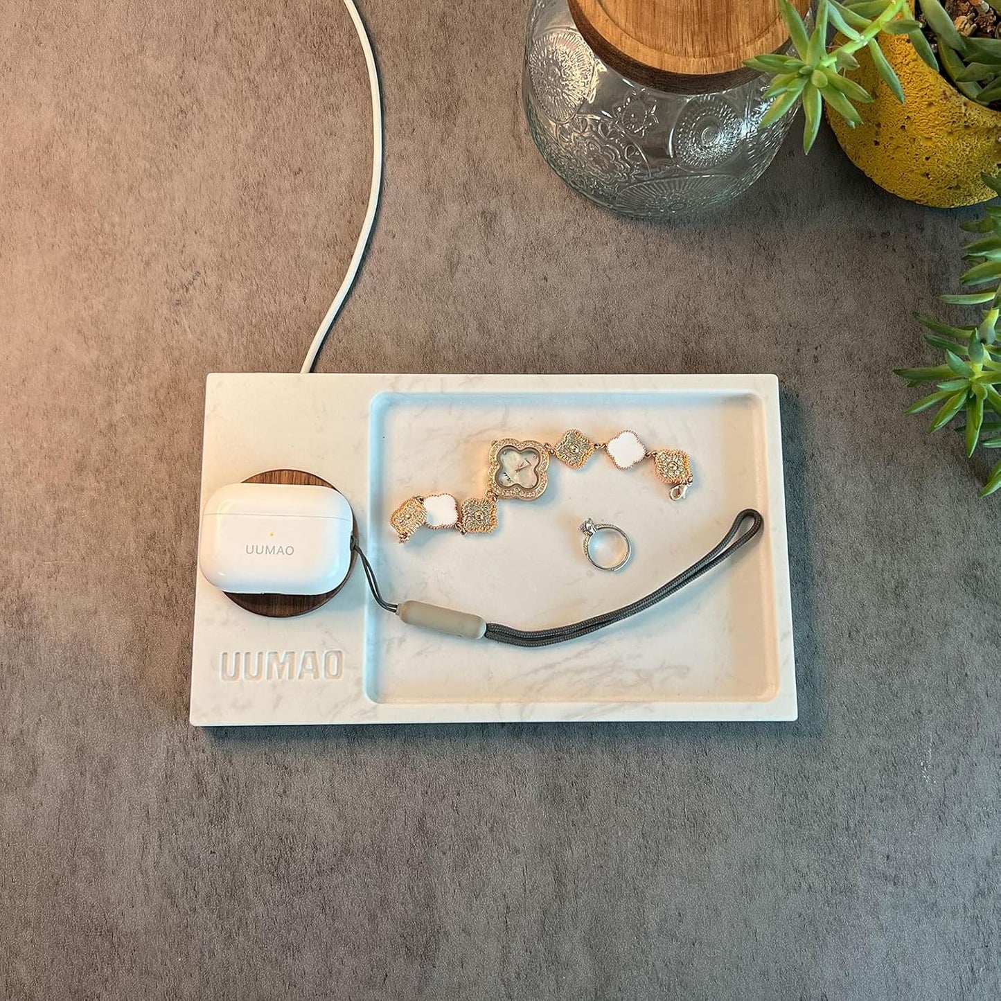 UUMAO Marble Tray Magnetisches 15-W-Wireless-Ladegerät für Iphone..