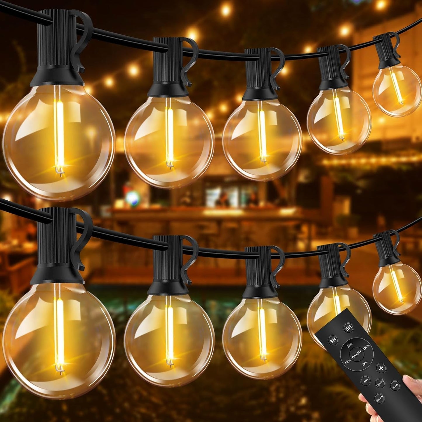 LED Lichterkette Außen Dimmbar 30M G40 Glühbirnen mit Timer IP44 Wasserdicht
