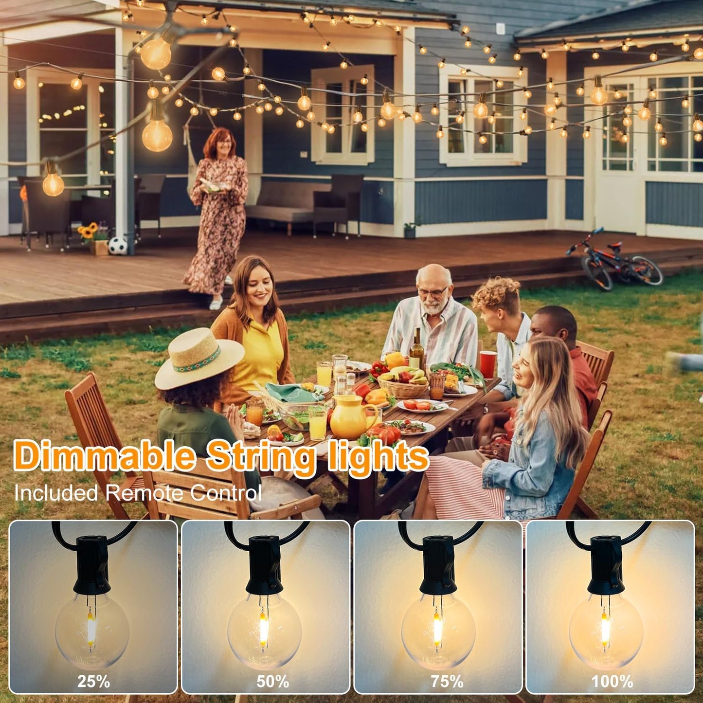LED Lichterkette Außen Dimmbar 30M G40 Glühbirnen mit Timer IP44 Wasserdicht