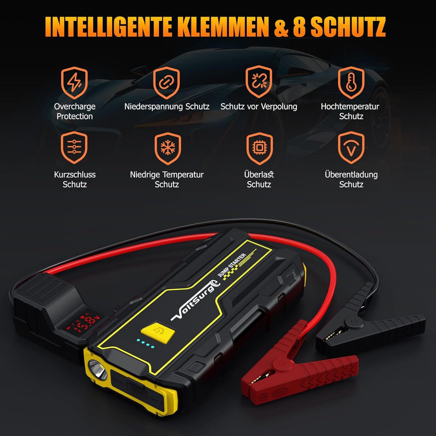 VoltSurge Starthilfe Powerbank, 4000A Spitzstrom Powerbank für 12V Jump Starter