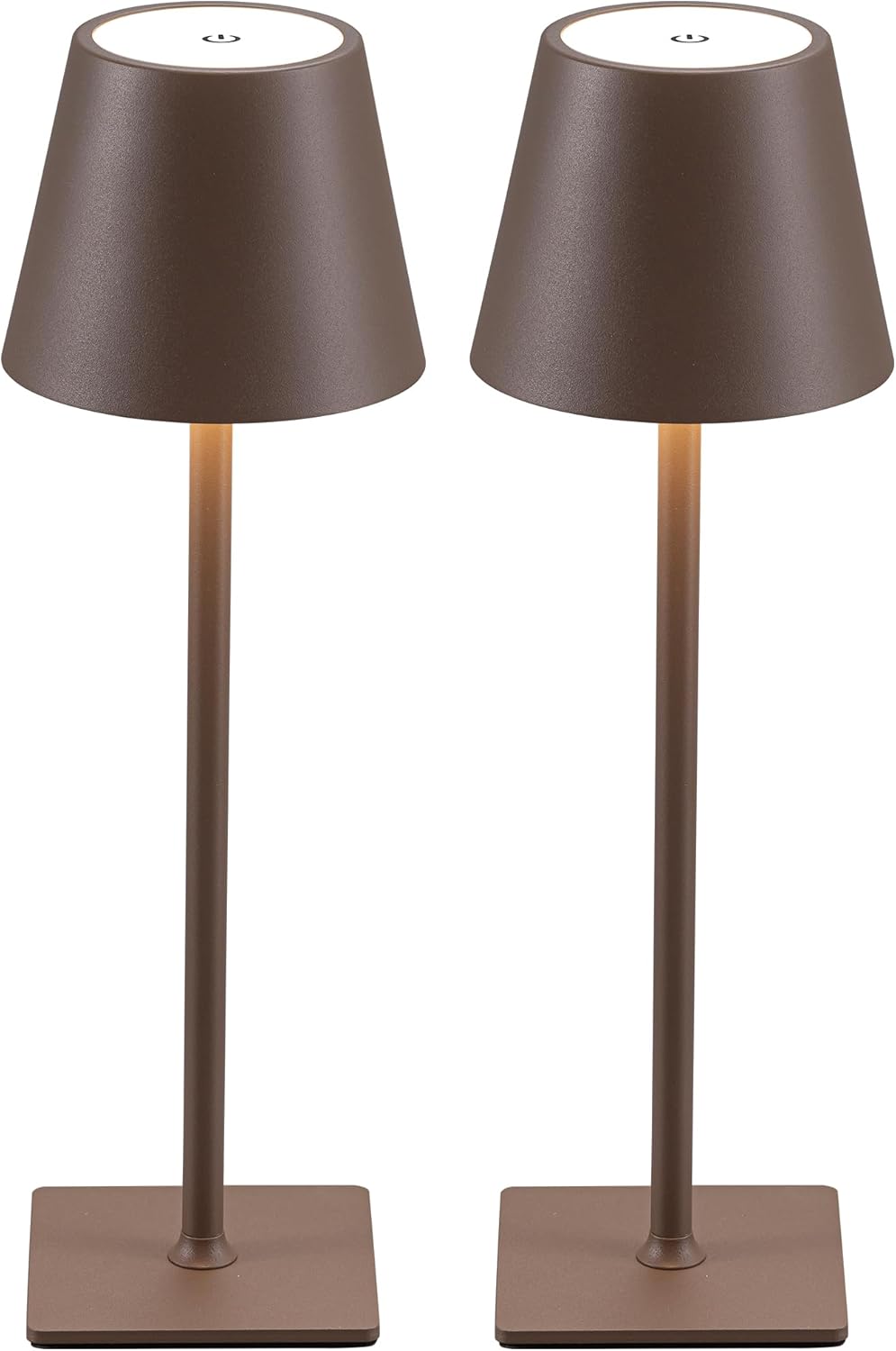 Visdanfo Kabellose Tischlampe, tragbare LED-Schreibtischlampe (2 pack) 4000 mAh, 3 Farben Braun