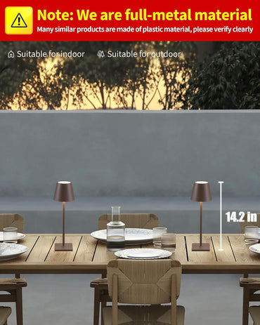 Visdanfo Kabellose Tischlampe, tragbare LED-Schreibtischlampe (2 pack) 4000 mAh, 3 Farben Braun