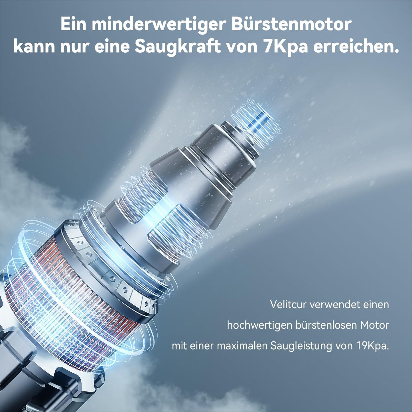 Velitcur Handstaubsauger Auto Handheld Kabelloser, 3 in 1 Druckluft 19KPA High Power