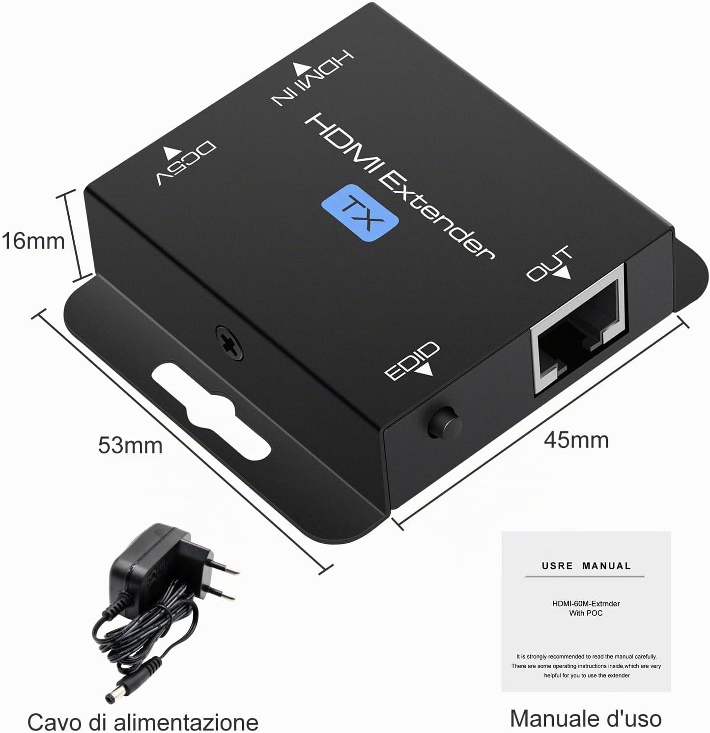 VEDINDUST HDMI Extender, Over Cat5e/6/7 HDMI Transmitter Empfänger (1080P 50m POC)