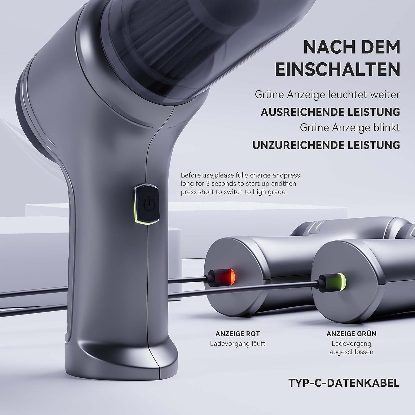 Velitcur Handstaubsauger Auto Handheld Kabelloser, 3 in 1 Druckluft 19KPA High Power