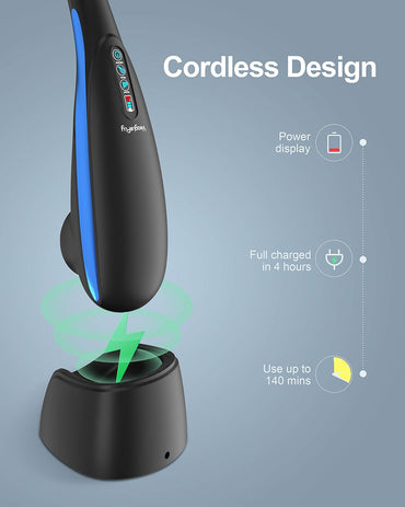 Veaglefly Schnurloses Handmassagegerät, Elektrisches Tiefengewebe-Percussion-Rückenmassagegerät mit 6 Stützknoten und variabler Intensität für die Körpermassage mit tragbarem Design