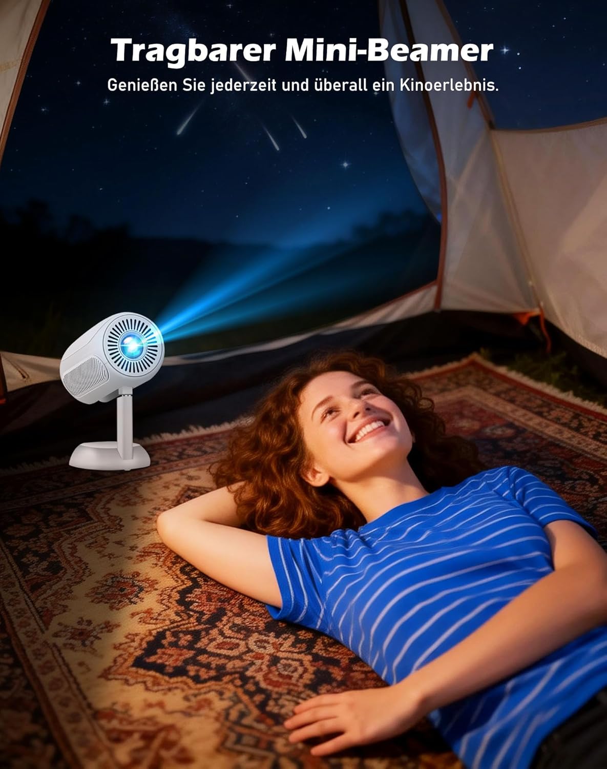 VGKE Mini Beamer mit Android-App, 3D TOF-Autofokus, 16000 Lumen Full HD 4K Unterstützung