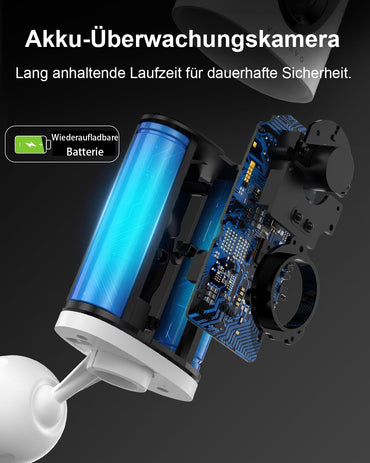 Virtavo 2K Überwachungskamera Aussen Kabellos Farbnachtsicht 2-Wege Weiß