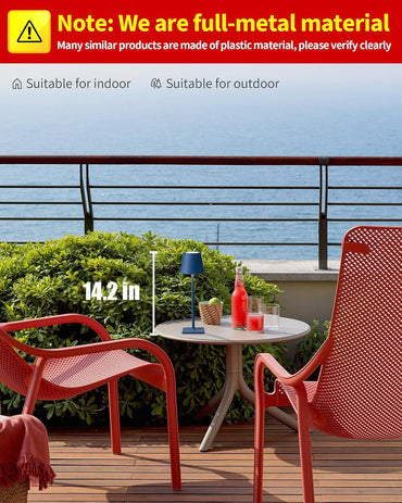 Visdanfo Kabellose Tischlampe, tragbare LED-Schreibtischlampe (2 pack) 4000 mAh, 3 Farben Blau