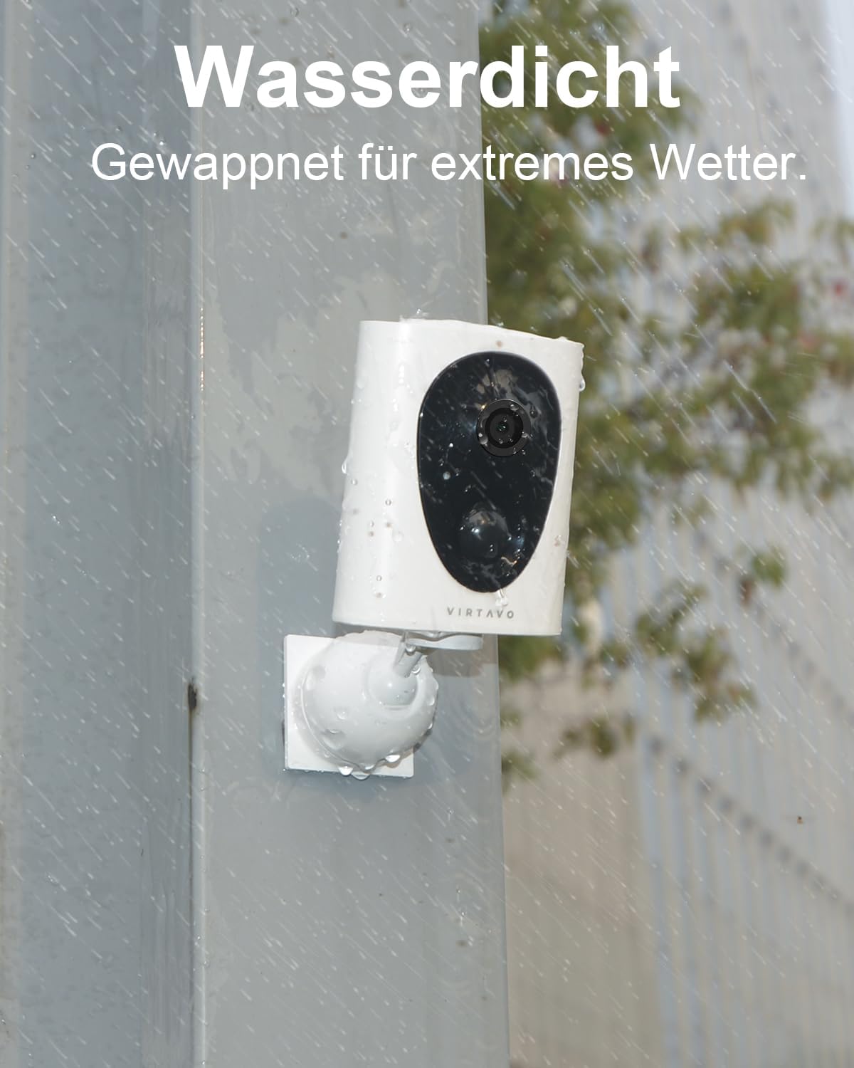 Virtavo 2K Überwachungskamera Aussen Kabellos Farbnachtsicht 2-Wege Weiß
