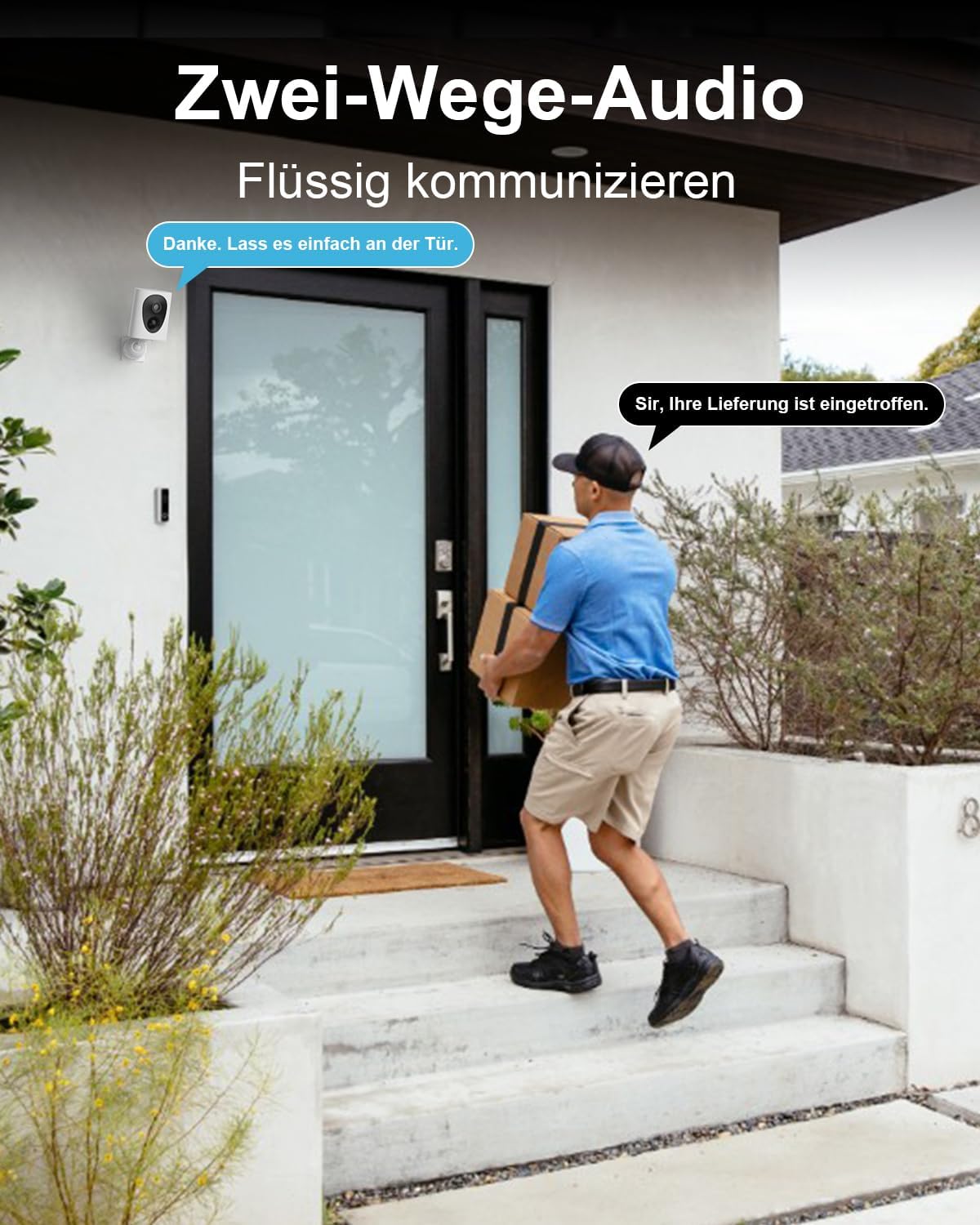 Virtavo 2K Überwachungskamera Aussen Kabellos Farbnachtsicht 2-Wege Weiß