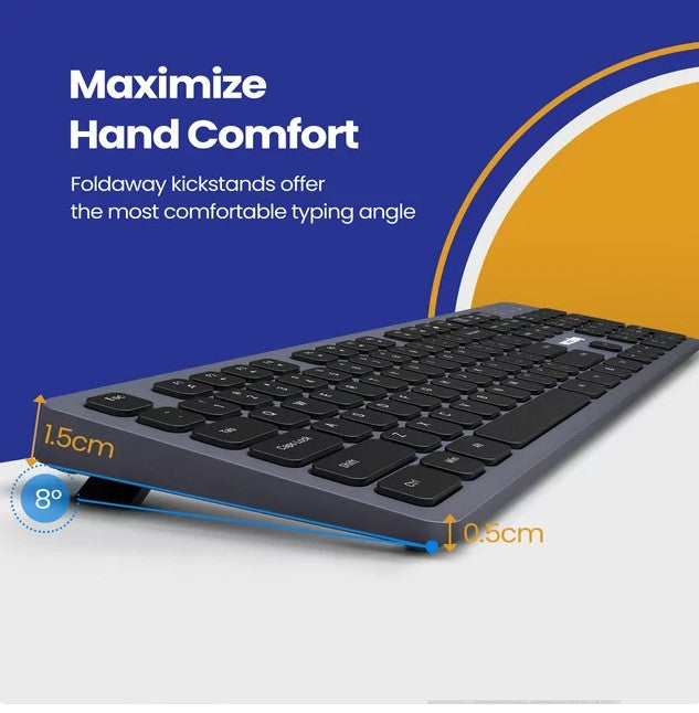 Victsing 2,4 G kabellose Tastatur, (QWERTZ) über USB wiederaufladbare kabellose Computertastatur, leise, ergonomische, schlanke Tastatur mit 12 Multimedia-Verknüpfungen für Laptops, Desktop, Chromebook, Notebook