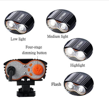 Victagen Fahrradlicht Set, Frontlicht + Rücklicht, superhell 2400