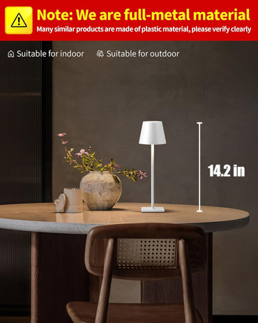 Visdanfo Kabellose Tischlampe, tragbare LED-Schreibtischlampe (2 pack) 4000 mAh, 3 Farben Weiß