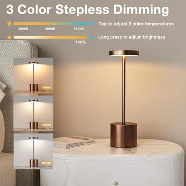 Visdanfo Kabellose Tischlampe, 4000 mAh, wiederaufladbare,3 Farben(2er pack), Braun