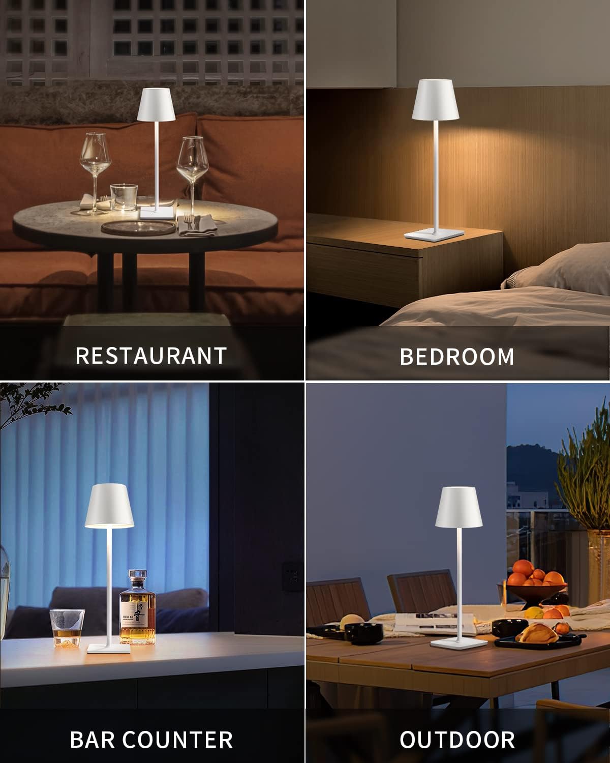 Visdanfo Kabellose Tischlampe, tragbare LED-Schreibtischlampe (2 pack) 4000 mAh, 3 Farben Weiß