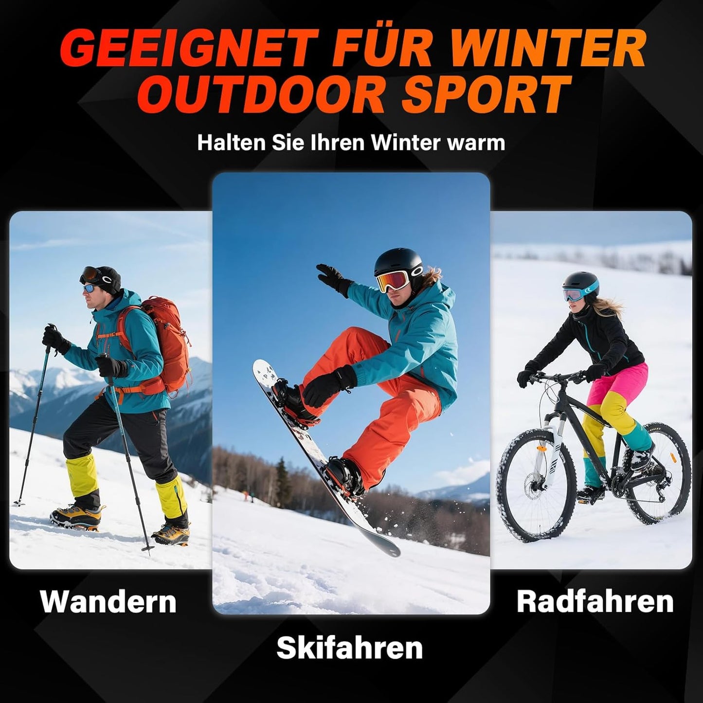 V.Step Beheizbare Handschuhe für Damen und Herren, wiederaufladbare mit Touchscreen (Medium)