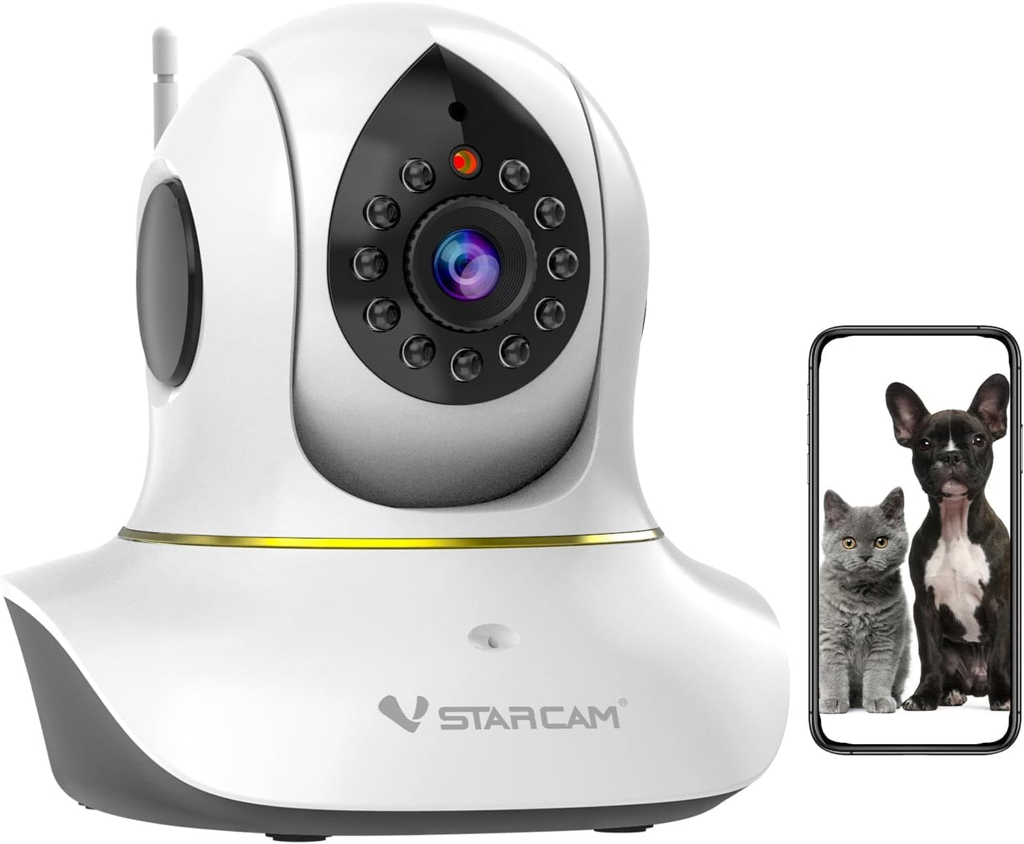 VSTARCAM Überwachungskamera Innen 3MP Haustier Kamera WLAN Nachtsicht, Sound Motion,Baby Überwachungs