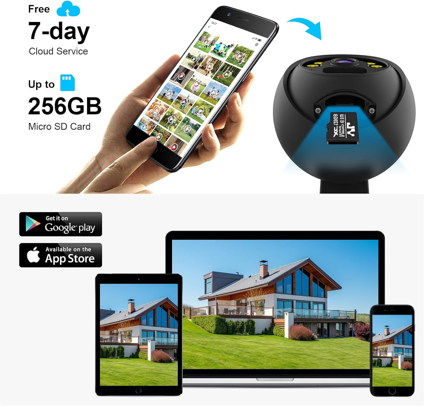 VSTARCAM 4MP Überwachungskamera 2,5K HD WiFi Überwachungskameras mit 360°-Ansicht, PTZ,Bewegung