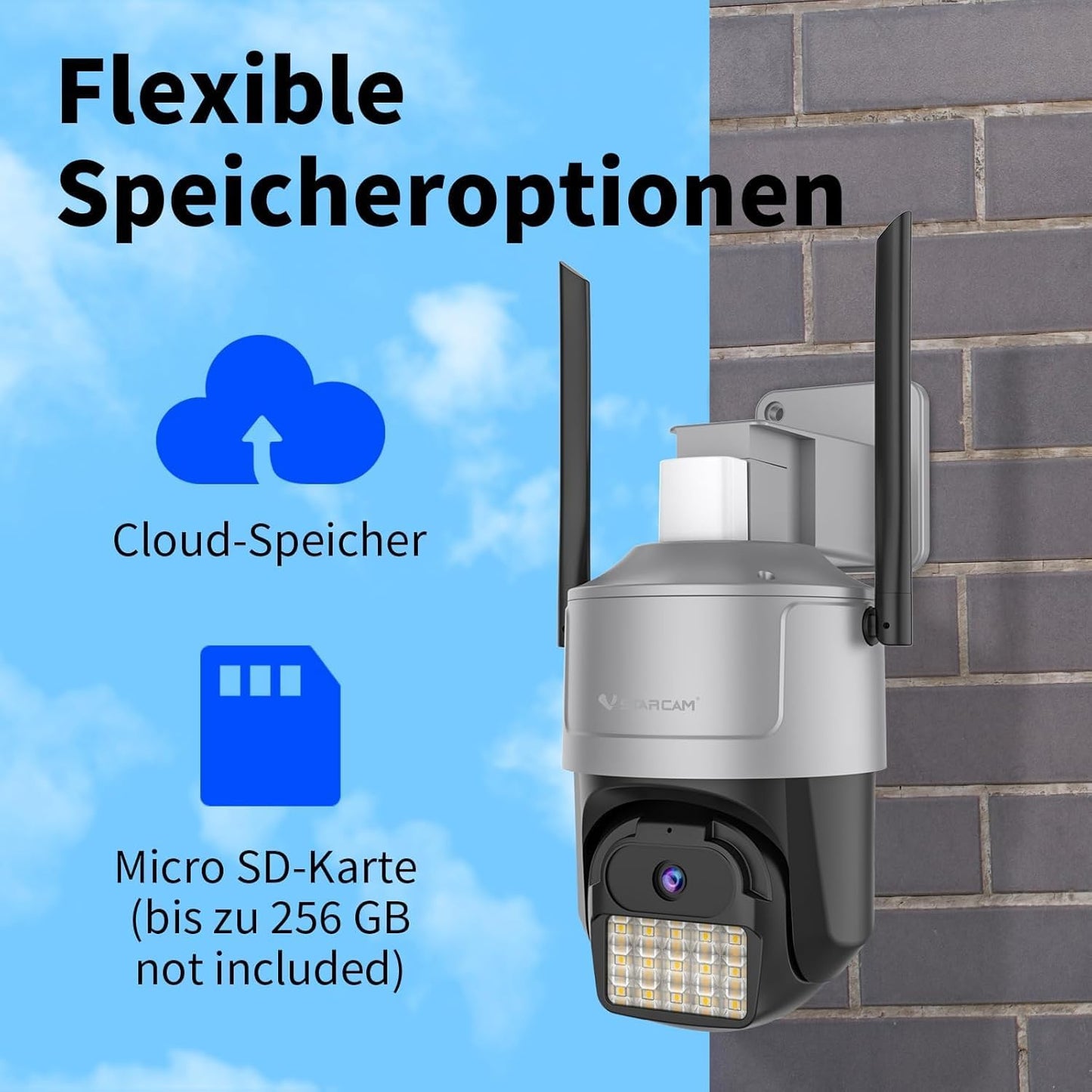 VSTARCAM Außenkamera 4MP Sicherheitskamera,WiFi Kamera,PTZ Sicherheitskamera,Zwei-Wege-Audio Nachtsicht,Sirene und Scheinwerferalarm,