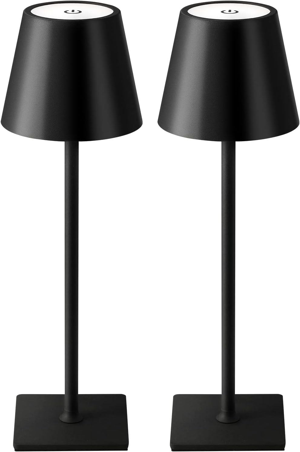 Visdanfo Kabellose Tischlampe, tragbare LED-Schreibtischlampe (2 pack) 4000 mAh, 3 Farben Schwarz