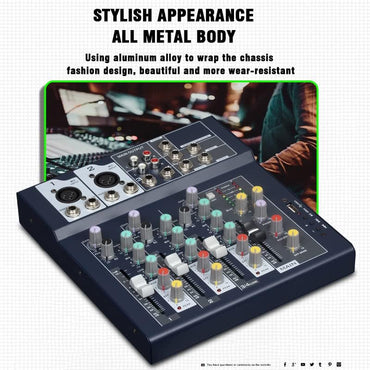 Professioneller Mixer | 4-Kanal-2-Bus-Mixer/mit USB-Audio-Schnittstelle,Stereo-Equalizer