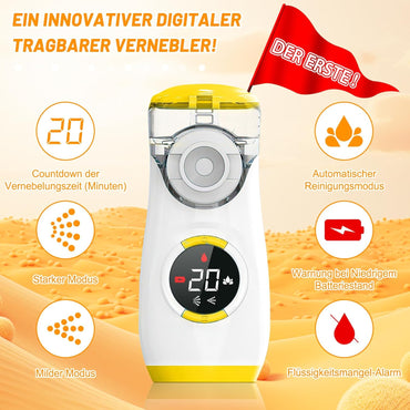 Wholede Inhalationsgerät Digitale mit Countdown,2 Maske und Mundstück, Leise,Gelb