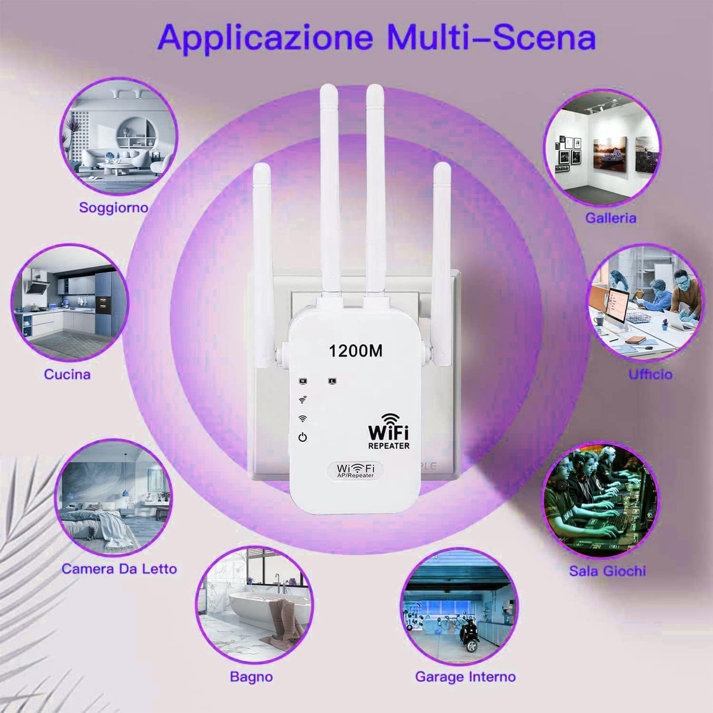 WLAN Repeater WLAN Verstärker AC1200 Dualband (300Mbit/s 2,4GHz+5GHz 867Mbit/s) WiFi Repeater