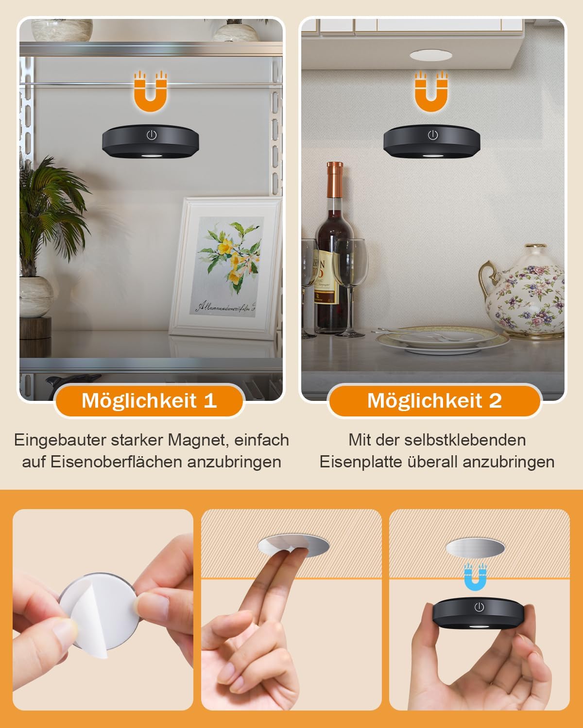 WILLED USB Aufladbar LED Spots Akku mit Fernbedienung,RGB mit Timer Funktion (3er Pack)