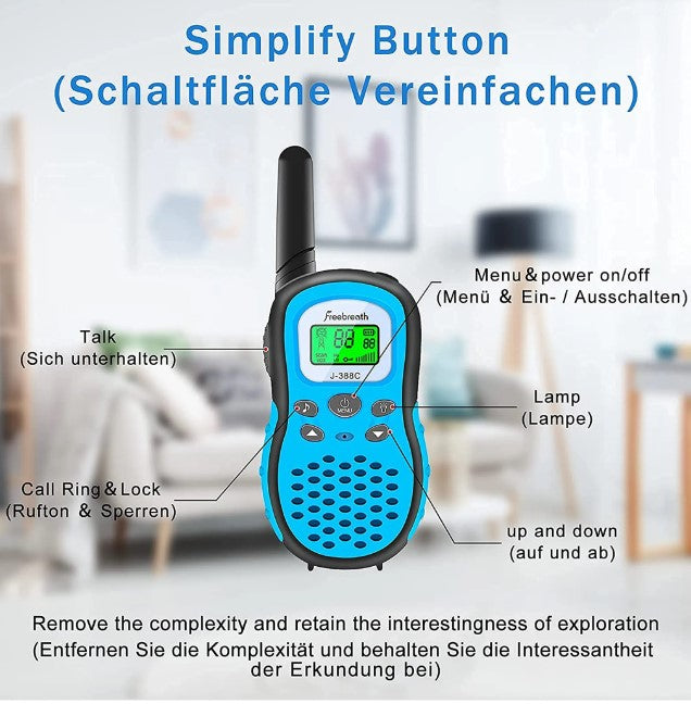 Walkie-Talkies mit LCD-Taschenlampe + Hintergrundbeleuchtung, 3 Meilen Reichweite für Outdoor, Camping, Wandern