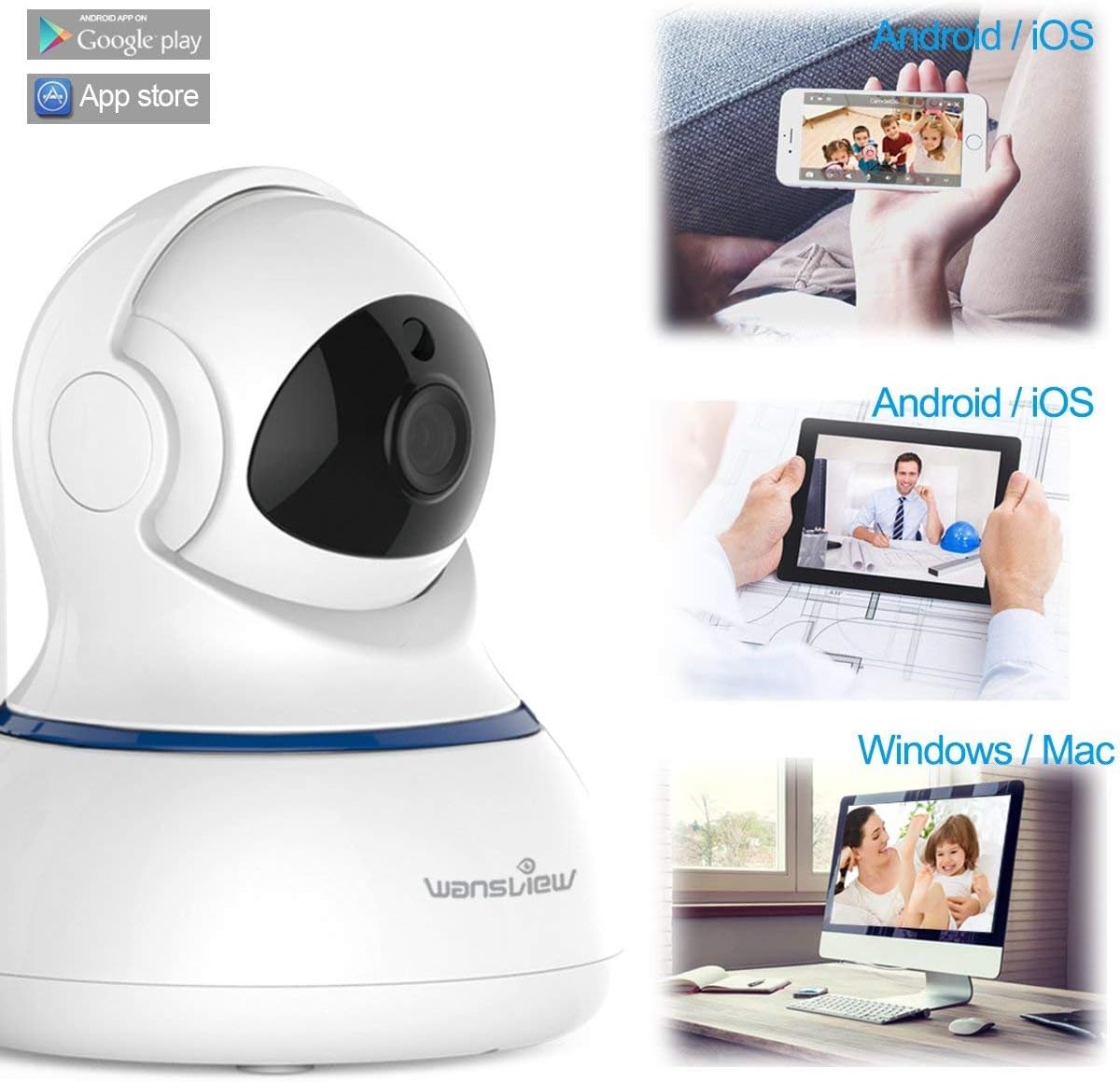 Wansview Kabellose 1080P-Überwachungskamera, WLAN, Zwei-Wege-Audio und Nachtsicht,