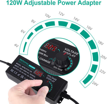 Wefomey 120 W Universal-Netzteil, verstellbar, DC 4 V ~ 24 V, variabler Schaltung, AC/DC-Adapter