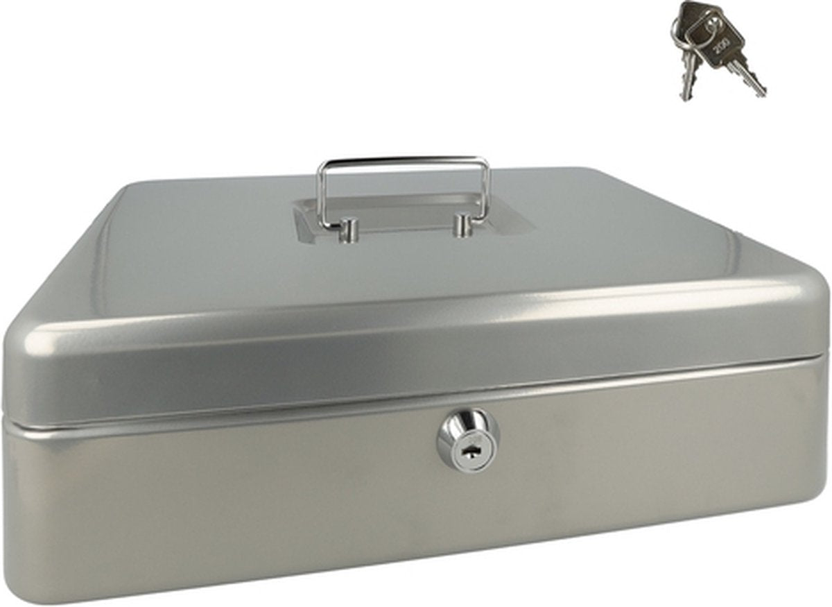 Westcott Geldkassette abschließbar (groß, 30 cm) Silber, 2 Schlüssel, Hartgeldeinsatz