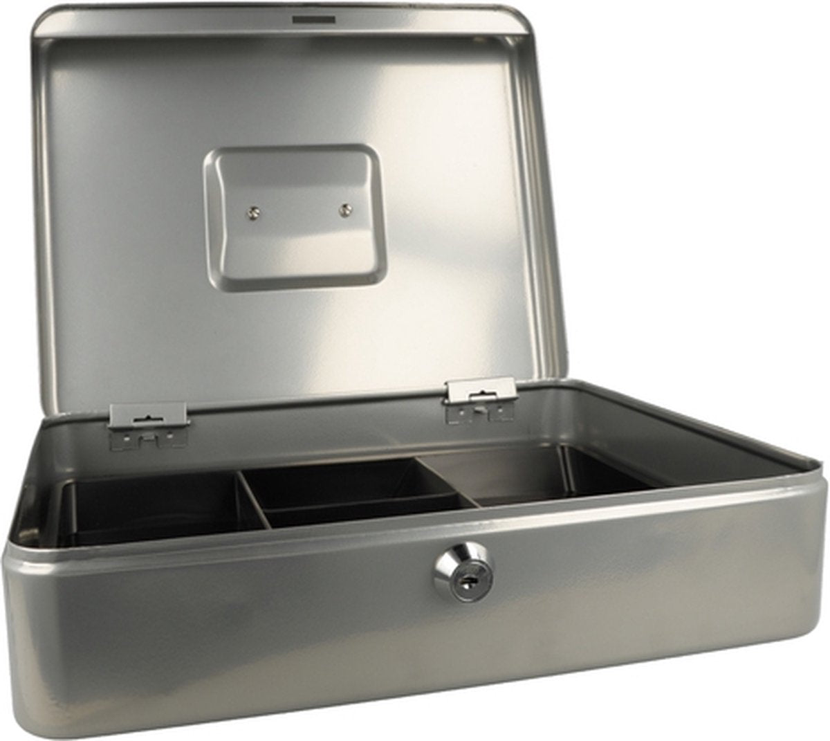 Westcott Geldkassette abschließbar (groß, 30 cm) Silber, 2 Schlüssel, Hartgeldeinsatz