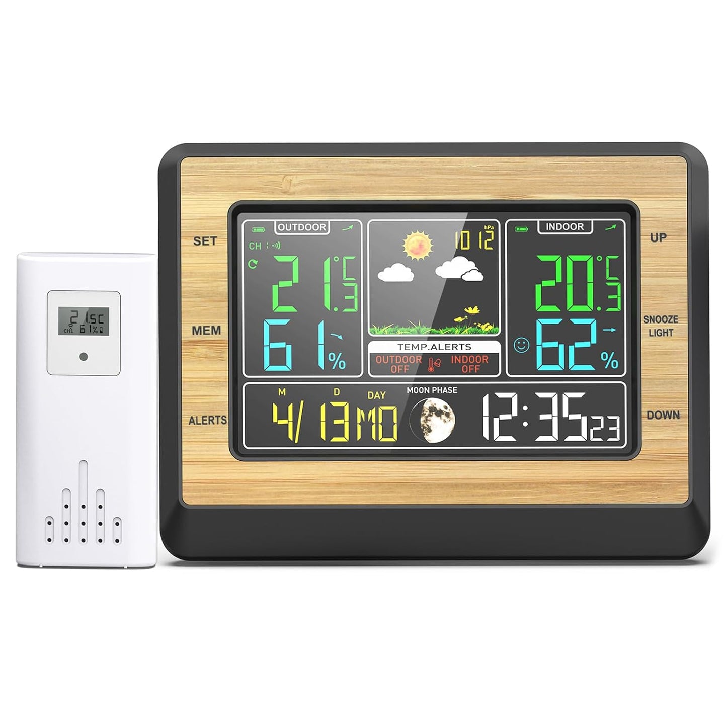 Wetterstation Funk mit Außensensor, Digital Thermometer Wecker