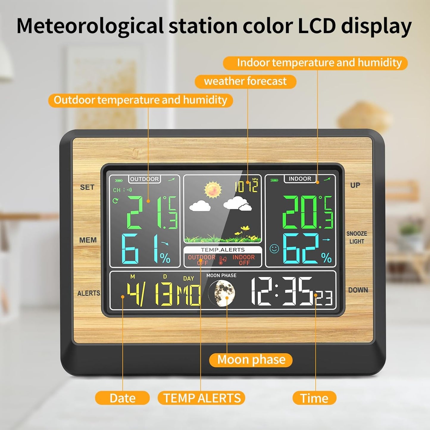 Wetterstation Funk mit Außensensor, Digital Thermometer Wecker