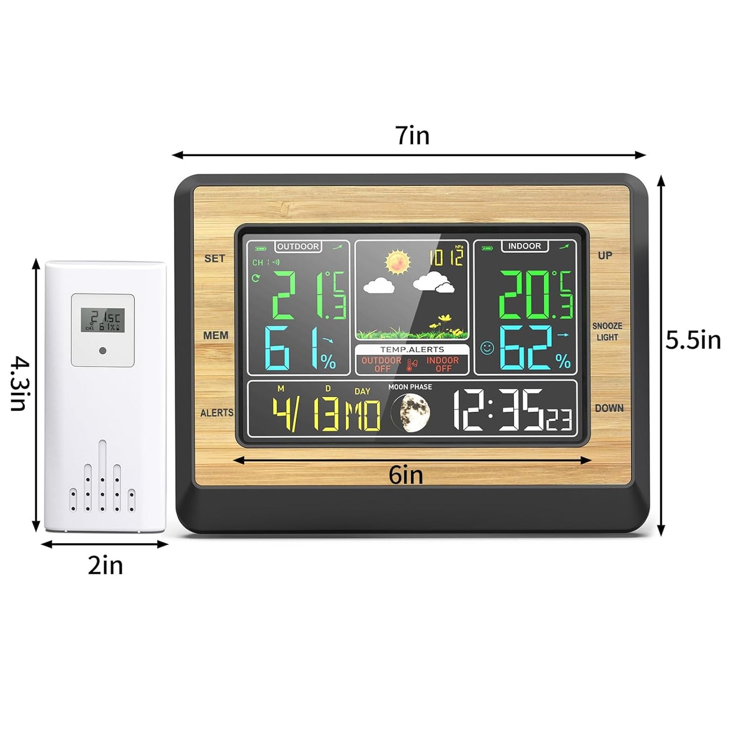 Wetterstation Funk mit Außensensor, Digital Thermometer Wecker