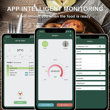 Winnes Fleischthermometer Wireless bratenthermometer Meat Thermometer iOS /Android App