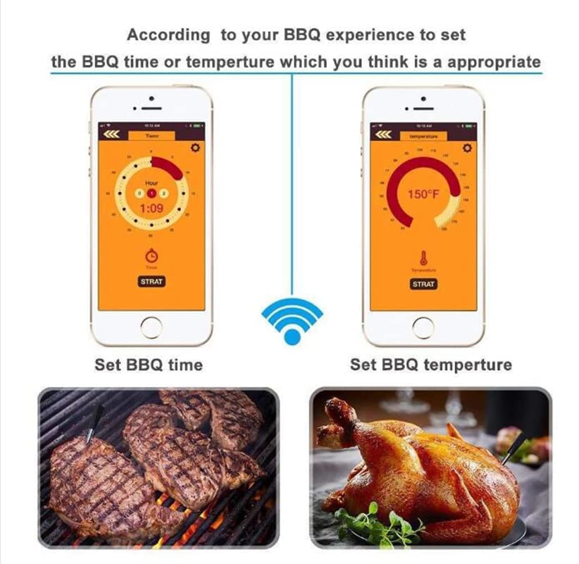 Winnes Fleischthermometer Wireless bratenthermometer Meat Thermometer iOS /Android App