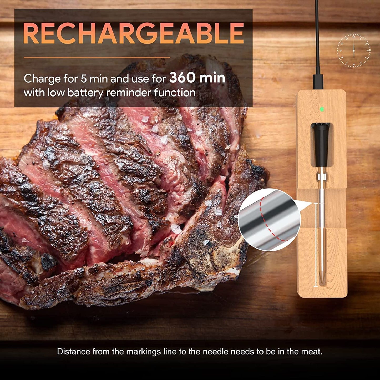 Winnes Fleischthermometer Wireless bratenthermometer Meat Thermometer iOS /Android App